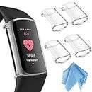 Fintie 4-Pack Case Compatible with Fitbit Charge 6/5 (Not for Charge 4/3), Full-Around Screen Protector TPU Case Cover Bumper Shell Accessories, Clear
