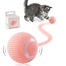 Havenfly Interactive Cat Ball Toy, Intelligent Indoor Automatic Moving Ball Puzzle Dispel Boredom USB Charging Pet Toy with Light, Fun Present for Kitten (Pink)
