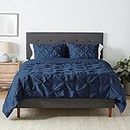 amazon basics AmazonBasics Pinch Pleat Comforter Bedding Set, Full / Queen Size, Navy Blue,Polyester,Pack of 1