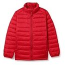 Amazon Essentials Big Boys' Lightweight Water-Resistant Packable Puffer Jacket, Strong Red, X-Large