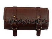 Genuine Leather Tool & Accessories Bag For Universal Motorbike Brown D4