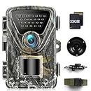 Wildlife Camera 2.7K Trail Camera 1520P 28MP, 850nm IR LEDs Night Vision Motion Activated Hunting Camera IP66 Waterproof 0.2s Trigger Time Game Camera with 32GB SD Card for Wildlife Monitoring