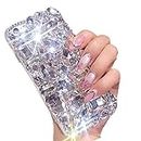LCHDA Bling Diamante Funda para iPhone 7 Plus, Brillo Cristal Completos Diamonds Brillantes Transparente Bumper Mujeres Niñas Protector Teléfono Carcasa Funda para iPhone 8 Plus-Blanco