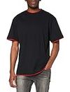 Urban Classics TB029A Herren T-shirt Bekleidung Contrast, Mehrfarbig (Black/Red), 5X-Large