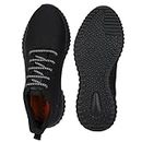 HAUTTON Men's Stylish Light Weight Breathable Casual Sneaker | Ultra Soft Running Socks Slip-On Padding Walking, Gym Shoes Black (8 UK)