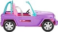 Barbie Jeep, Convertible Jeep, lila Jeep mit beweglichen Rädern, rosa Innenausstattung, Sicherheitsgurt, Barbiepuppe Nicht enthalten, Geschenk für Kinder, Spielzeug ab 3 Jahre,GMT46