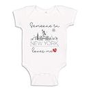 The Shirt Den Someone In New York City Loves Me Baby One Piece New York Infant Bodysuit 6 mo White