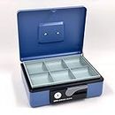 oddpod™ SR Taiwan Imported Metal Cash Box/Safe Locker Box for Jewellery, Money Box for Cash with Plastic Coin Storage Tray (Large Size) - Blue
