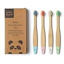 Wild & Stone | Cepillo de dientes de bambú orgánico para bebés | Cuatro colores | Cerdas de fibra | Mango 100% biodegradable | Cepillos de dientes veganos ecológicos para bebés