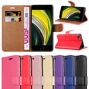 iPhone SE 2022, SE 2020 Phone Case Leather Wallet Flip Stand Cover for Apple