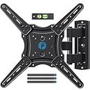 Pipishell Full Motion TV Wall Mount for Most 26-60 Inch Flat Curved 4K TVs, Up to 77lbs and VESA 400x400mm, Single Articulating Arms TV Bracket Support Swivel, Tilt, Level Adjustment