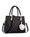 women's pu leather handbag shoulder bag hand held bag with long strap queen collection simple sober and stylish (HB5) (Black HB12 N)
