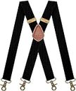 AYOSUSH Vintage Suspenders for Men 4 Snap Hooks for Belt Loops Adjustable X Back, Black, One Size
