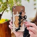 Lulumi-Phone Case for Vivo Y51/Y51L, Back Cover Cute Skin-Friendly Feel Cartoon Phone Case Waterproof Silicone Protective Case Dirt-Resistant Simplicity Black Pearl Pendant