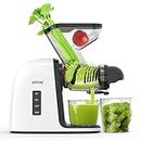 SiFENE Slow Masticating Juicer Machine, Dual 3" Wide Mouth, Anti-Clog Function, Wheatgrass, and Fruit Juice Extractor Maker. Easy to Clean & BPA Free, White
