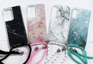 Marmor Handy Hülle Umhängen Band Kordel Kette iPhone Samsung TPU Case Marble 
