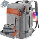 Carry on Backpack, Extra Large 40L Flight Approved Travel Backpack for Men & Women,Expandable Large Suitcase Backpacks With 4 Packing Cubes,Water Resistant Luggage Daypack Business Weekender Bag,Grey