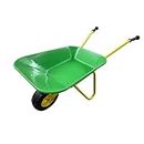 ASC - Child Kids Metal Wheelbarrow - Metal Frame & Plastic Tray, Rubber Handles, Puncture-Resistant Tire, Green & Yellow - Outdoor, Educational, Farm, Gardening Toy, Play, Game