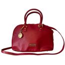 Joy & Iman Red Leather Dome Bag Women's Top Handle Crossbody Strap Purse Handbag