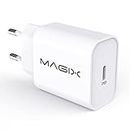 MAGIX Caricatore 20W PD Powe Delivery 3.0, AC 100-240V to DC 5V 9V 12V (per iPhone 12/12 Mini/12 Pro/12 Pro Max/11 Pro Max/SE, AirPods Pro, iPad Pro, Galaxy-White) (Bianco)(EUR Plug