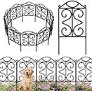 AMAGABELI GARDEN & HOME Decorative Garden Fence 5 Panels x10ft (L) x24in(H) Animal Barrier Fence Border Black Thicken Metal Wire Fencing Rustproof Landscape Patio Flower Bed Edge Section