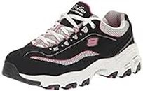Skechers womens D'lites - Life Saver Memory Foam Lace-up fashion sneakers, Black/White/Pink , 10 US