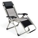Costway Padded Zero Gravity Chair, Folding Reclining Lounge Patio Chair with Removable Headrest & Dust-Proof Cover, Adjustable Recliner 300 kg Capacity (2, Black, 64.5 x 85 x 158 cm)
