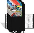 VARIETY CANVAS 4 X 8 Inch Cotton Canvas Board for Painting, 7OZ Primed, Pack of 6 Piece - Black