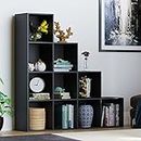 Vida Designs Durham Staircase Bookcase Shelves Storage Organiser Living Room Furniture (10 Cube, Black)