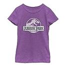 Jurassic Park Little, Big Distressed Park Girls Short Sleeve Tee Shirt, Purple Berry, Small