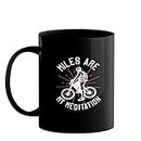 LAMX Printed Ceramic Coffee Mug, Cycling Designs, Miles are My Meditation, Gifts for Rider, Cyclist, Gifts for Mens/Womens, Cycling Enthutiast, 325 ML(11Oz), 4592-BP