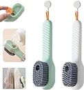 Morlinhub Shoe Cleaning Brush Multifunctional Automatic Liquid Adding Laundry Brushes with Soft Bristle Long Handle for Clothes, Shoes, Tiles, Kitchen, Bathroom and Household Cleaning Pack of 2