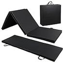 ZENY 2’’ Thick Tri-fold Folding Gym Exercise Mat Extra Thick Gymnastics MatTumbling Mat with Carrying Handles for Home Workout, Core Workouts, Stretching, MMA, Yoga (black)