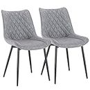 WOLTU Dining Chairs Set of 2 pcs Kitchen Counter Chairs Lounge Leisure Living Room Corner Chairs Grey Leatherette Reception Chairs with Backrest and Padded Seat