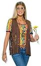 Forum Novelties Women's 60's Hippie Vest Costume Accessory, Brown, One Size