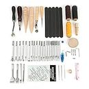 59pcs Leather Sewing Tools,Leather Craft Tools Kit For Hand Stitching Sewing Stamping,Comprehensive Set for Hand Sewing, Stitching, Stamping,DIY Leatherworking Essentials
