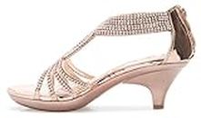 Olivia K Women's Open Toe Strappy Rhinestone Dress Sandal Low Heel Wedding Shoes