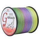 LINEXPERT G-BRAID Sports Outdoor Multifilament Braided Hunting Fishing Line For Sports Fitness 500Yars/1000Yards-20LB/0.18mm(Multicolor)