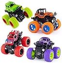 FunBlast 4wd Monster Truck Toys - Push & Go Toy Trucks Friction Power 4 Wheel Drive Vehicles Toy for Toddlers Children Boys Girls Kids (Pack of 4; Multi Color)
