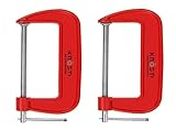 KROST Heavy Duty C and G Clamp Set, 4" C-Clamp for Metalworking, Woodworking, 4-Inch Max Jaw Opening, Red (2pcs)