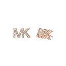 Michael Kors Stainless Steel Stud Earrings With Crystal Accents, Length: 8.95MM, Width: 16.18MM, Brass, Cubic Zirconia