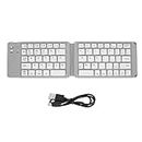 Foldable Keyboard, BT Keyboard Full Size Ultra Slim Folding Keyboard with USB Cable, Portable Keyboard for Laptop Tablet Smartphone (Hoary)