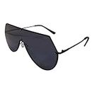 Komonee Rimless Shield Sunglasses Black Frame Black Lens Tint Glasses Designer Mens Womens Unisex UV400 Protection Classic Retro Shades