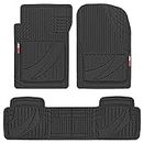 Motor Trend OF-793-BK Black FlexTough Advanced Performance Mats-3pc Rubber Floor Mats for Car SUV Auto All Weather Plus-2 Front & Rear Liner