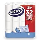 Nicky Soft Touch Toilet Tissue |Extra Value Pack – 32 Rolls of Extra Gentle White Toilet Paper |190 Sheets per Roll| 2-ply | Soft Tissue | Modern Embossing |Easy Opening | 100% FSC Certified Paper