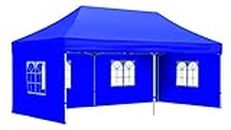 Invezo Gazebo Tent for Outdoor 10 x 20ft (35 kgs, Blue) with 3 Sided European Covers, Water Proof TentPortable & Foldable/Outdoor/Advertising Gazebo Canopy Tent 2 Mins Installation