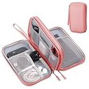 Arae Electronic Organizer, Travel Essentials Travel Cable Organizer, Double Layers Portable Waterproof Pouch, Electronic Accessories Storage Case for Cable, Cord, Charger, Phone, Earphone (Pink, M)