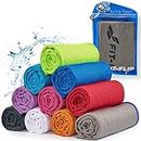 Cooling Towel Deporte y Gimnasio – Toallas de Microfibra/Toalla fría como Toalla refrigeración para Correr, Viajar y Yoga – Airflip Cooling Towel – Color: Gris - Azul Oscuro, tamaño: 120x35cm