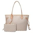 Lacel Urwebin Handbags for Women Designer Fashion Purses Top Handle Satchel Leather Shoulder Bags 2pcs with Small Wallet (White), White