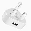 TECHNOPLAY UK 3 Pin Plug USB Mains Charger Adapter 1AMP 1000mAh Fast Speed Travel USB Wall Charger Compatible with iPhone iPad iPod and Samsung Galaxy Tab Huawei Tablet & USB Socket Devices (White)